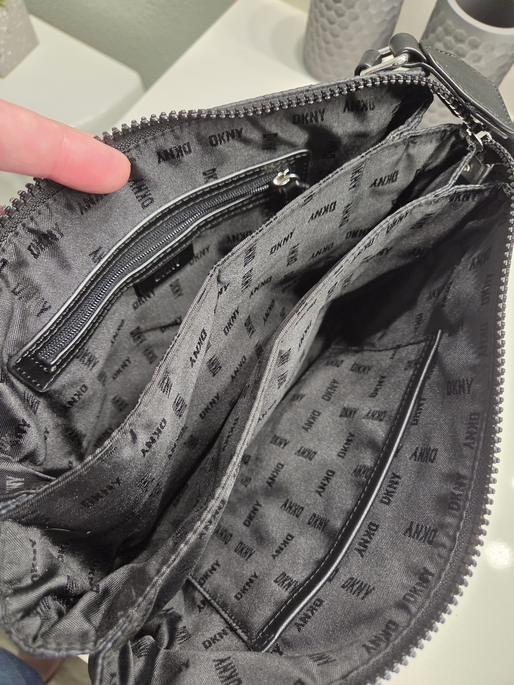 DKNY Quilted Nylon Crossbody Tote in Black - Picture 9 of 9